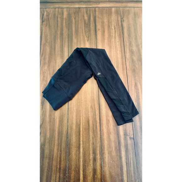 Alo Yoga High Waist Black Workout Leggings Mesh Detail Athletic Pants Size‎ XS - Picture 1 of 8